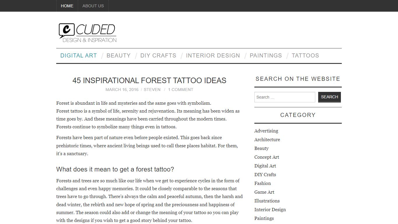 45 Inspirational Forest Tattoo Ideas | Cuded - Art and Design